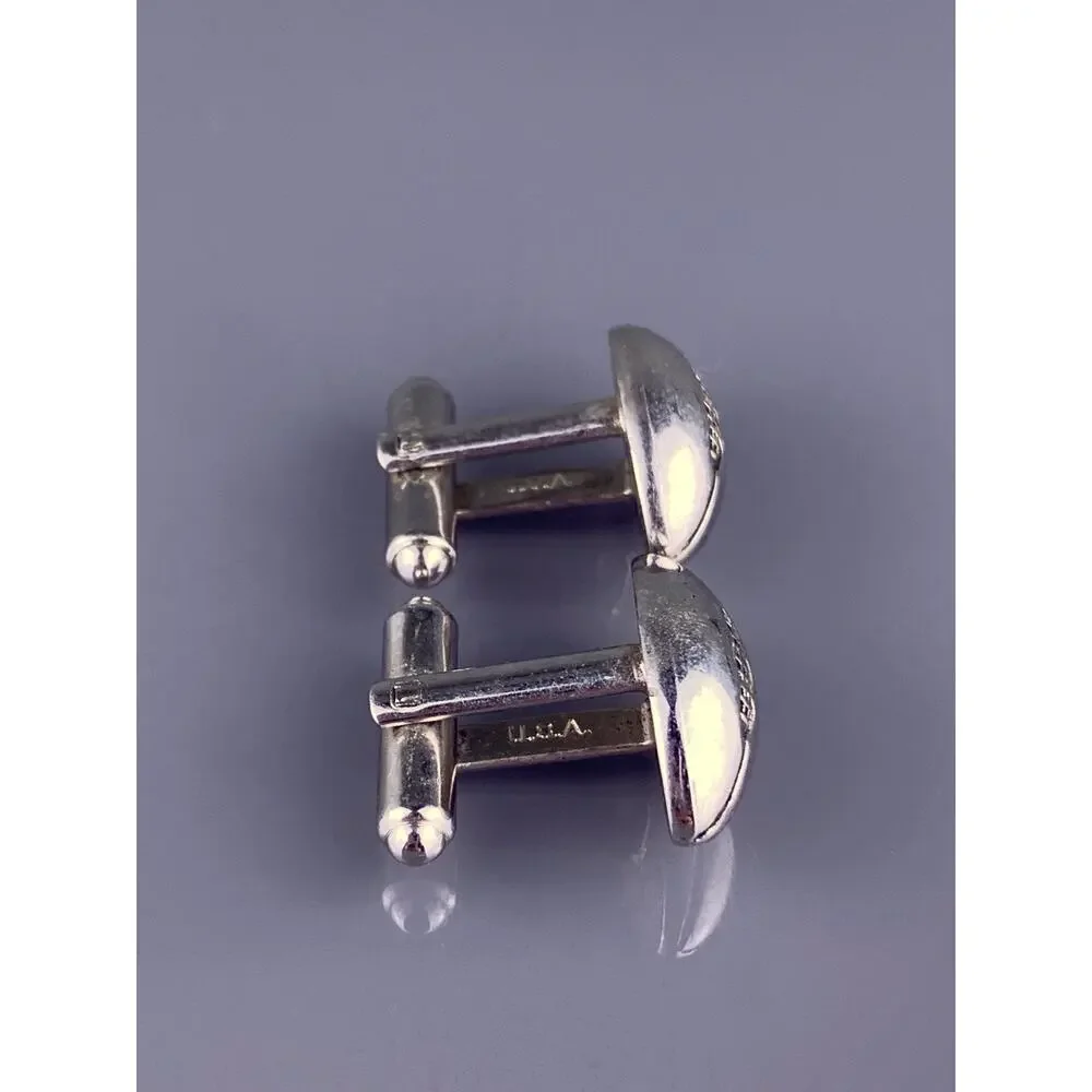 Football Cufflinks Silver Tone Team Sports Pigskin Game American Hickok Vintage